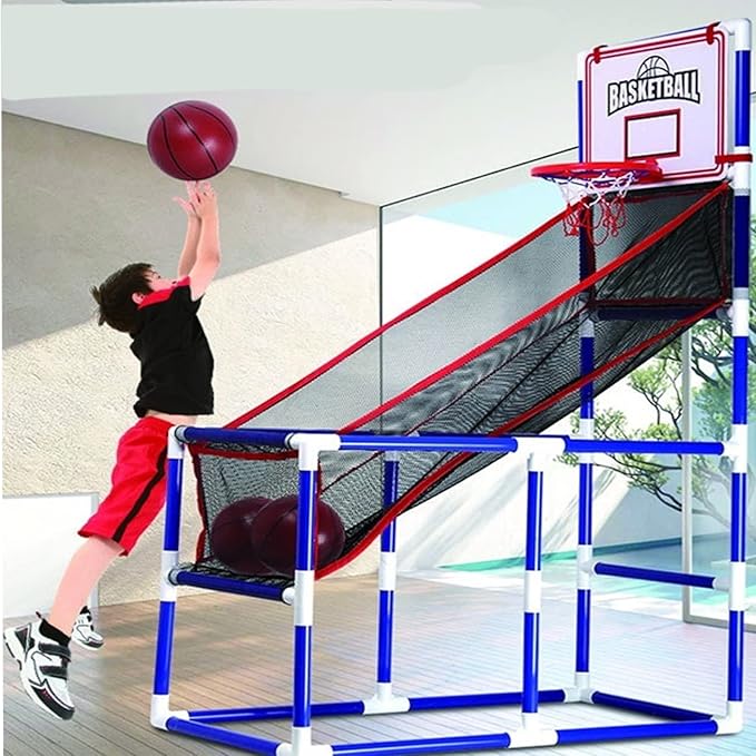 Kids Arcade Basketball Game, Indoor Basketball Hoop Set Mini Basketball Shooting Game Basketball Hoop with Inflatable Ball Indoor Sports Shooting System for Boys and Girls Over 3 Years Old