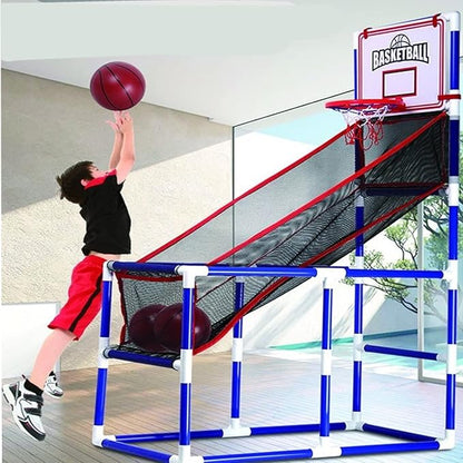 Kids Arcade Basketball Game, Indoor Basketball Hoop Set Mini Basketball Shooting Game Basketball Hoop with Inflatable Ball Indoor Sports Shooting System for Boys and Girls Over 3 Years Old