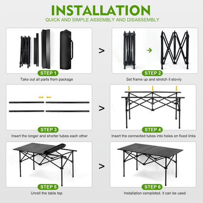 Outdoor Camping Folding Table，Lightweight Folding Table with Aluminum Table Top and Carry Bag, Easy to Carry, Perfect for Outdoor, Picnic, Cooking, Beach, Hiking, Fishing（95×57×50cm）