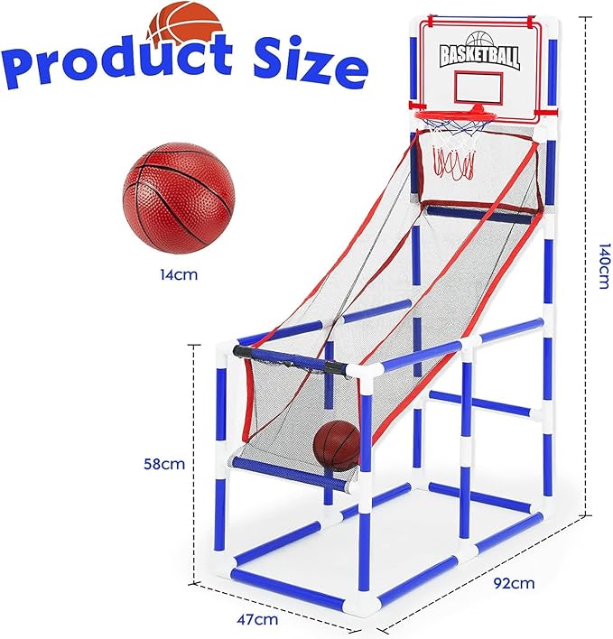 Kids Arcade Basketball Game, Indoor Basketball Hoop Set Mini Basketball Shooting Game Basketball Hoop with Inflatable Ball Indoor Sports Shooting System for Boys and Girls Over 3 Years Old