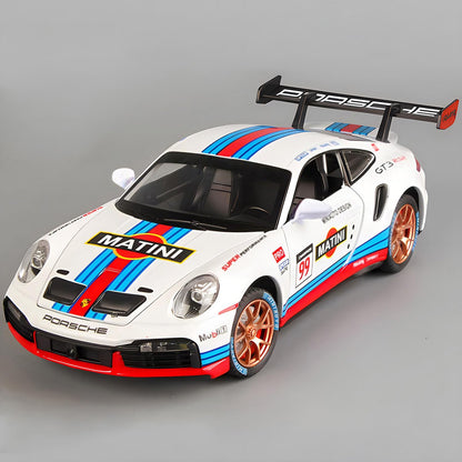 سيارات سباق رياضية بورش 911 GT3 RS RSR Turbo S بمقياس 1:24، سيارة سحب للخلف مزودة بإضاءة وصوت، مناسبة للأولاد من سن 4 إلى 7 سنوات 
