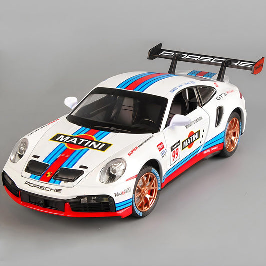 سيارات سباق رياضية بورش 911 GT3 RS RSR Turbo S بمقياس 1:24، سيارة سحب للخلف مزودة بإضاءة وصوت، مناسبة للأولاد من سن 4 إلى 7 سنوات 