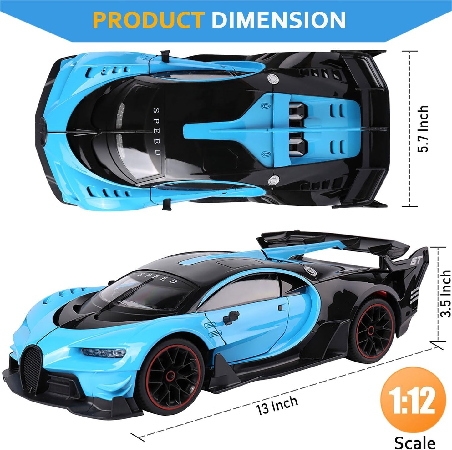 Haizol DIVO Remote Control Car for Boys Girls, 1:14 Scale 15Km/h Fast RC Race Cars with Open Door With Front and Rear Lights 2.4Ghz
