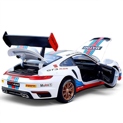 سيارات سباق رياضية بورش 911 GT3 RS RSR Turbo S بمقياس 1:24، سيارة سحب للخلف مزودة بإضاءة وصوت، مناسبة للأولاد من سن 4 إلى 7 سنوات 