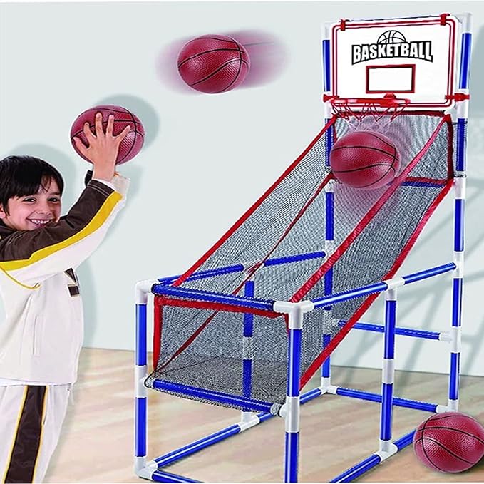 Kids Arcade Basketball Game, Indoor Basketball Hoop Set Mini Basketball Shooting Game Basketball Hoop with Inflatable Ball Indoor Sports Shooting System for Boys and Girls Over 3 Years Old