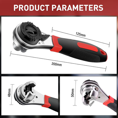 Multifunctional Universal Ratcheting Wrench, Adjustable Ratchet Wrench for 1/4-7/8 Inch Screw Anti-Rust Universal Adjustable Socket Wrench Ratcheting Set With No-slip Handle Manual Sleeve Repair Tool