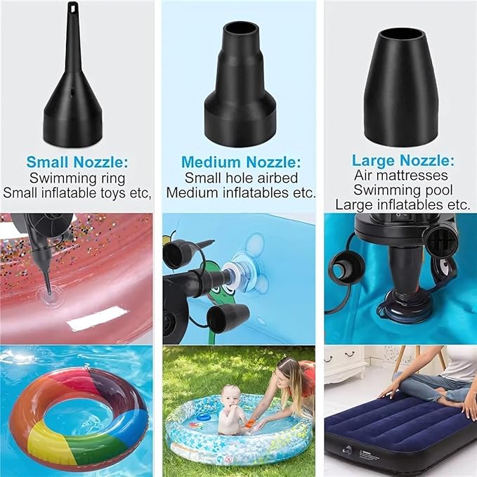 Portable Electric Air Pump for Inflatables – AC/DC High-Pressure Air Mattress Pump – Fast Inflator & Deflator for Pool Floats, Boats, Rafts, Beds, Camping Gear