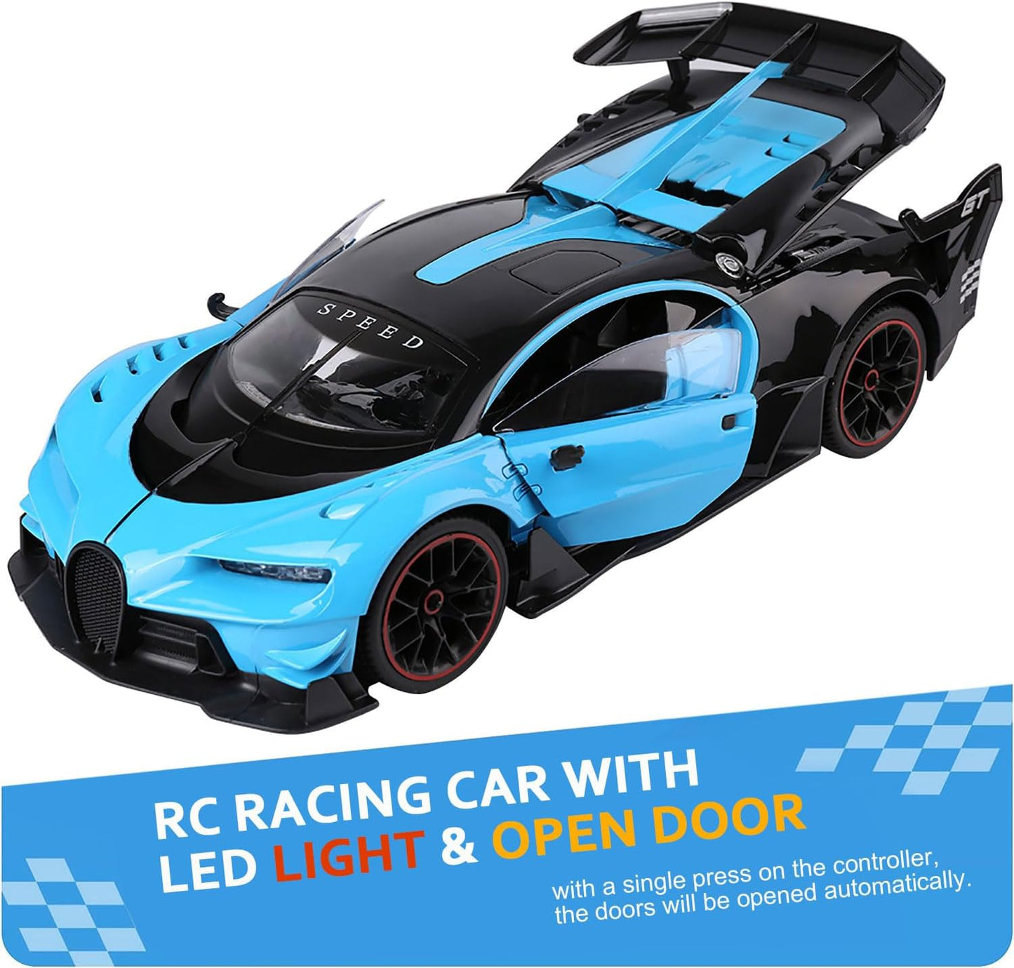 Haizol DIVO Remote Control Car for Boys Girls, 1:14 Scale 15Km/h Fast RC Race Cars with Open Door With Front and Rear Lights 2.4Ghz