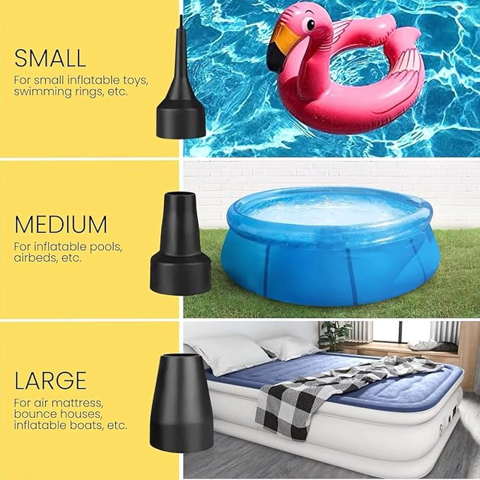 Portable Electric Air Pump for Inflatables – AC/DC High-Pressure Air Mattress Pump – Fast Inflator & Deflator for Pool Floats, Boats, Rafts, Beds, Camping Gear