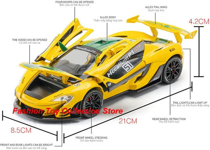 نموذج سيارة محاكاة ماكلارين P1 GTR Track Edition بمقياس 1:22 مع صوت وإضاءة قابلة للسحب