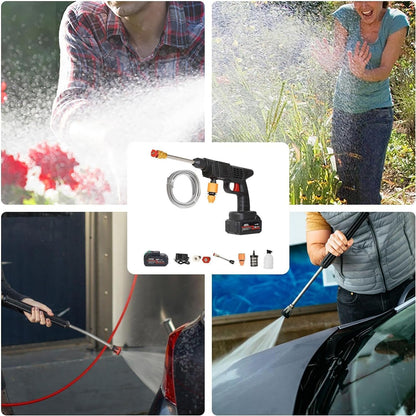 Dual battery Cordless Pressure Washer, 68V Li-ion Battery, 35cm Spray Lance, Portable Water Gun with Foam Bottle and Accessories