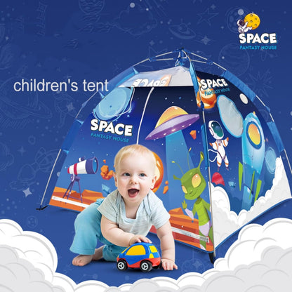 Kids Space Theme Play Tent, Easy Set Up Spaceship Playhouse for Boys and Girls Indoor Outdoor, 51.2" L × 51.2" W × 47.2" H