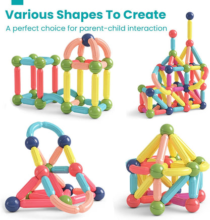 128Pcs Magnetic Building Blocks Educational STEM Learning Toy for Kids 3+, Boys &amp; Girls. Multicolor Magnet Stick with Balls Game Set (128 Pcs)