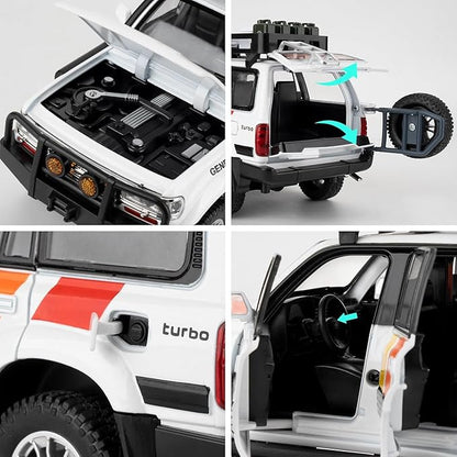 Land Cruiser LC80 1:24 Model Car, Pull Back Diecast Collectible Car with Sounds＆Lights for Kids Boys Girls and Adults, Gift White
