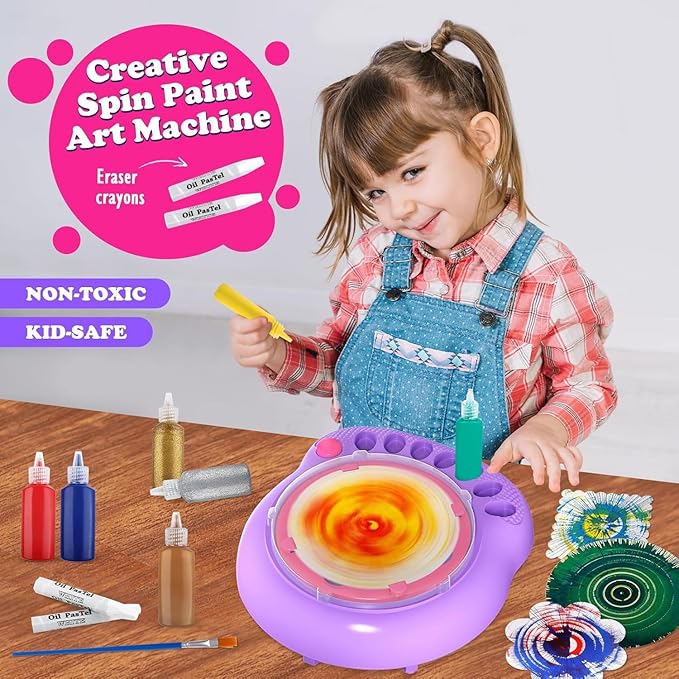 Paint Spin Art Machine Kit for Kids - Easter Arts & Crafts for Boys & Girls Ages 6+ Creative Spinner Toy Set with Paints, Artboards & Brushes - Fun Birthday Gift Idea