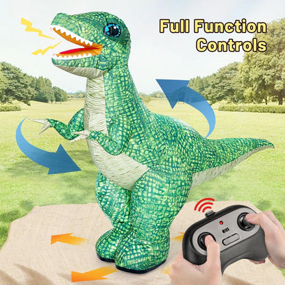 Remote Control Dinosaur Toys, Realistic Electric 2.4GHz Remote Control Inflatable Dinosaur Toy, with 360°Rotation, Forward & Backward, Rechargeable Walking Dinosaur Toy for Kids 3+ Birthday Gifts