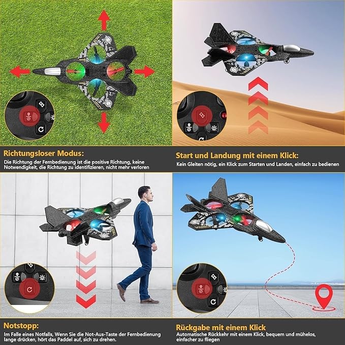 2.4GHz Remote Controlled L0712 RC Aeroplane with LED Lights, 80m Range, USB Charging,Ideal for Beginners, Children, and Adults, Indoor/Outdoor Flying Toy