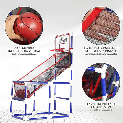 Kids Arcade Basketball Game, Indoor Basketball Hoop Set Mini Basketball Shooting Game Basketball Hoop with Inflatable Ball Indoor Sports Shooting System for Boys and Girls Over 3 Years Old