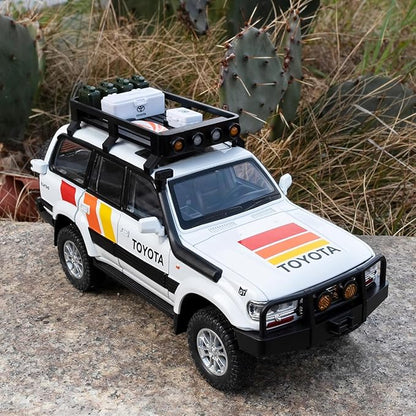 Land Cruiser LC80 1:24 Model Car, Pull Back Diecast Collectible Car with Sounds＆Lights for Kids Boys Girls and Adults, Gift White
