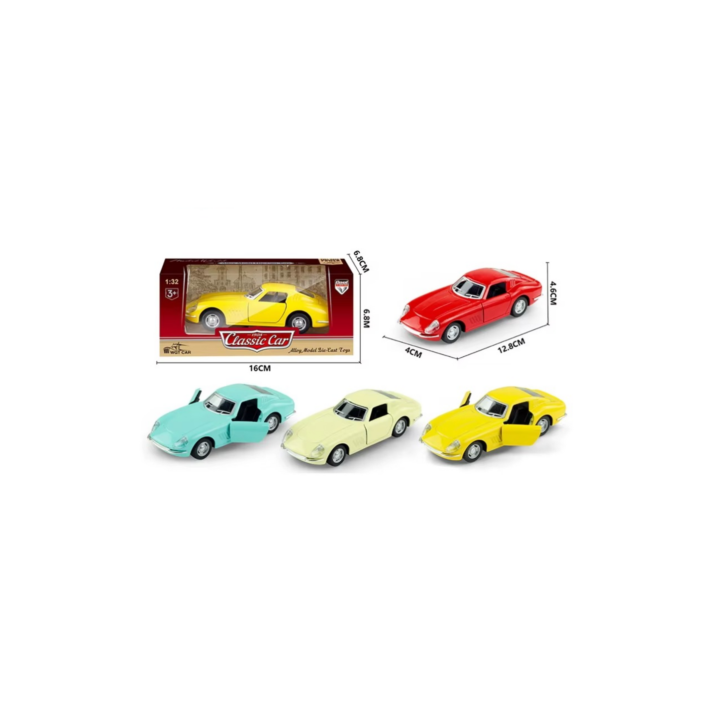 Haizol Retro Classic Car 1: 32 Simulation Retro Classic Alloy Material Two Door Vintage Car Toy Pull Back
