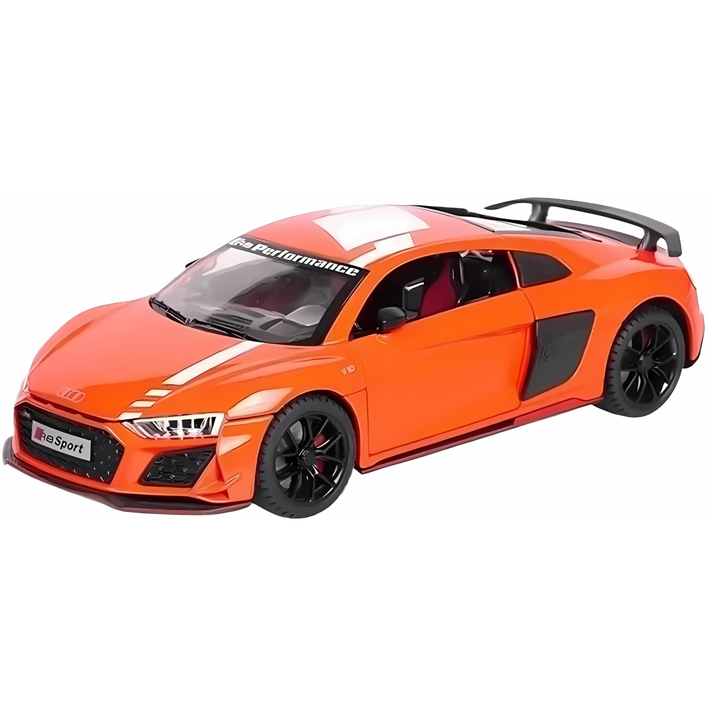 نموذج سيارة محاكاة رياضية Audi R8 V10 بمقياس 1:24 مع صوت وإضاءة قابلة للسحب للخلف