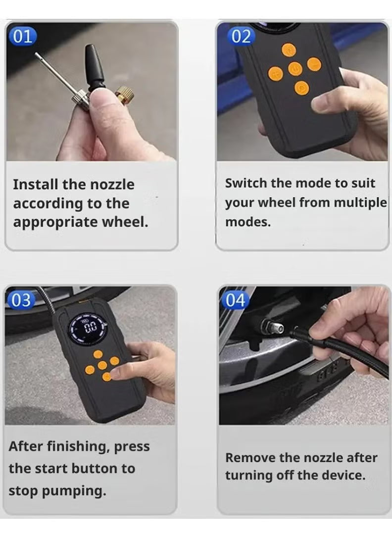 HiMK CM-315 Portable Car Jump Starter With Air Compressor, Emergency Power Bank & LED