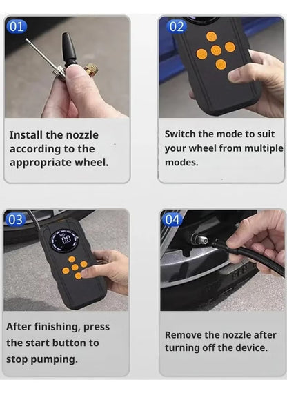 HiMK CM-315 Portable Car Jump Starter With Air Compressor, Emergency Power Bank & LED