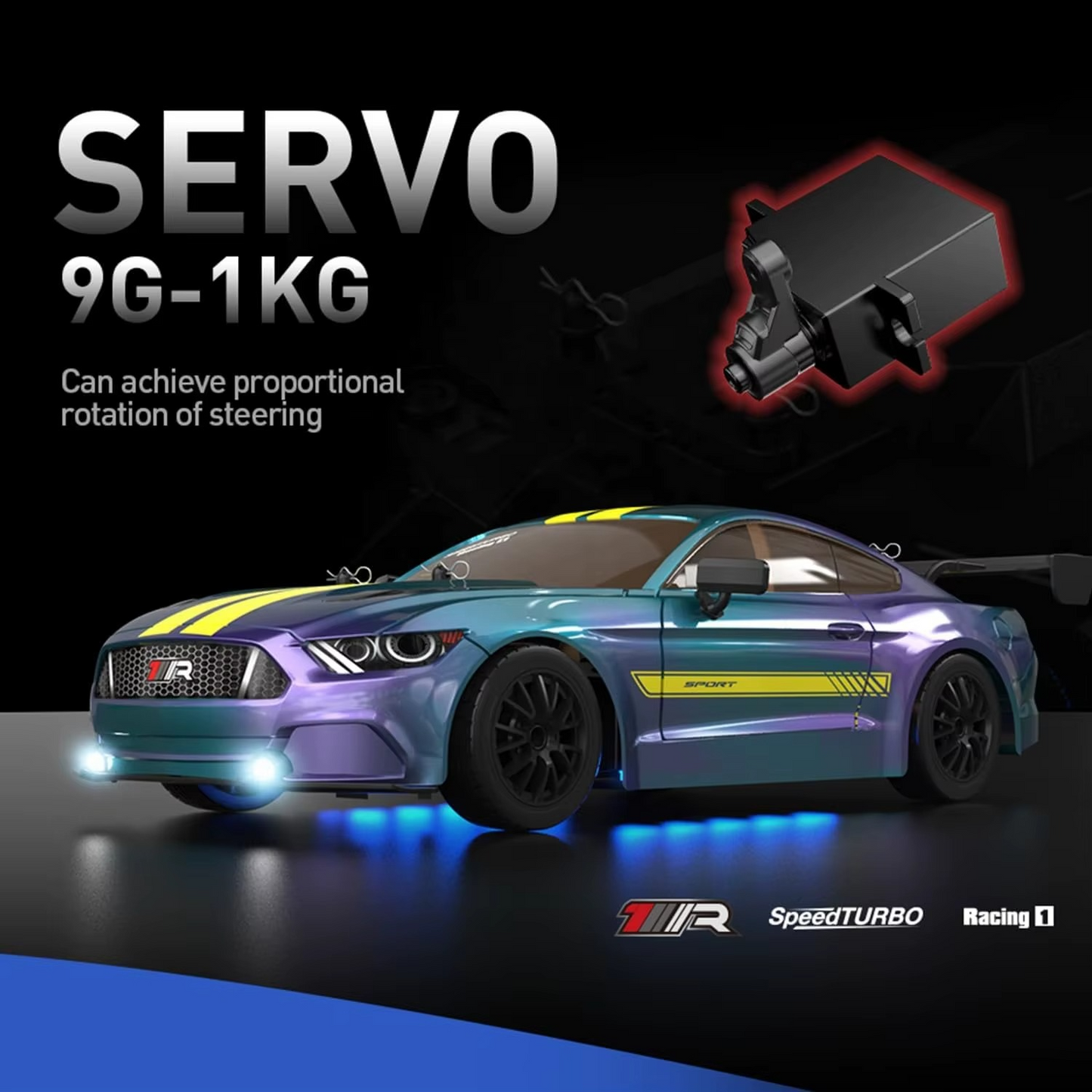 Haizol RC Drift Car 4WD 30+KM/H Full Proportional High Speed RC Car RTR with LED Lights and Drifting Tires Racing Sport Toy for Adults Boys Girls Kids(Green)
