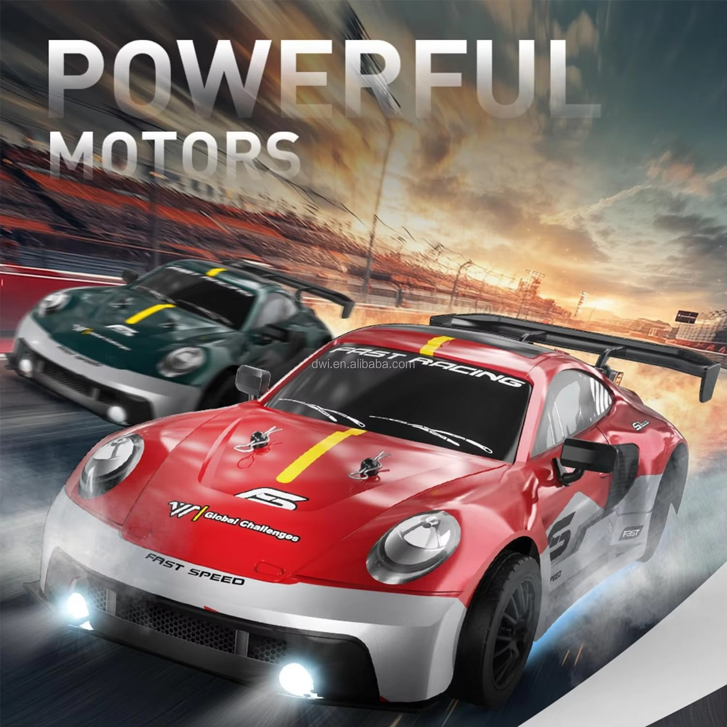 Haizol RC Drift Car 4WD 30+KM/H Full Proportional High Speed RC Car RTR with LED Lights and Drifting Tires Racing Sport Toy for Adults Boys Girls Kids(Green)