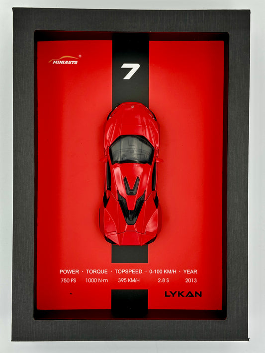 Haizol Metal Car Model 1:32 for Photo Frame Version Alloy Metal Sports Car Model Simulation Racing Car Model 3D Hanging Painting Die Cast Vehicles(Lykan)