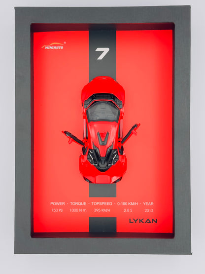 Haizol Metal Car Model 1:32 for Photo Frame Version Alloy Metal Sports Car Model Simulation Racing Car Model 3D Hanging Painting Die Cast Vehicles(Lykan)
