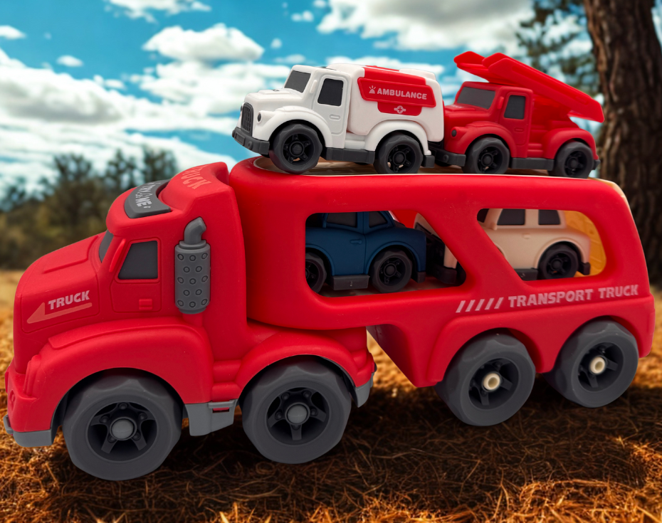 Haizol Toddler Carrier Truck Transport Vehicles Toys - 5 in 1,Lights and Music Kids Toy Cars for Toddlers 1-3