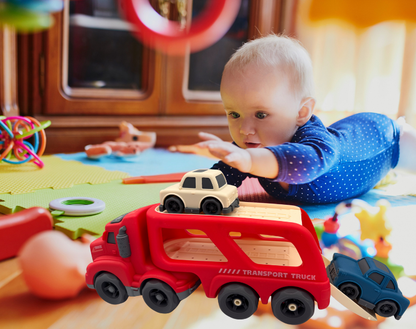 Haizol Toddler Carrier Truck Transport Vehicles Toys - 5 in 1,Lights and Music Kids Toy Cars for Toddlers 1-3