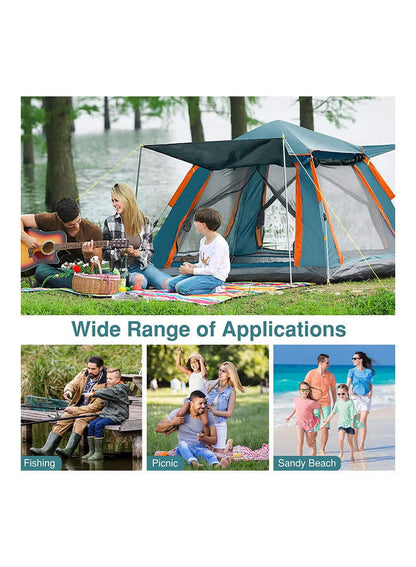 3/4 Person Camping Tent Automatic Instant Pop-Up Tent Lightweight Portable Tent Outdoor Camping Waterproof Windproof Camping Tent and Mesh Windows 2 Doors with Carry Bag