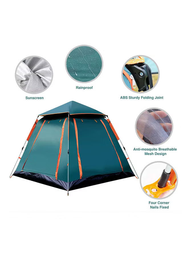3/4 Person Camping Tent Automatic Instant Pop-Up Tent Lightweight Portable Tent Outdoor Camping Waterproof Windproof Camping Tent and Mesh Windows 2 Doors with Carry Bag