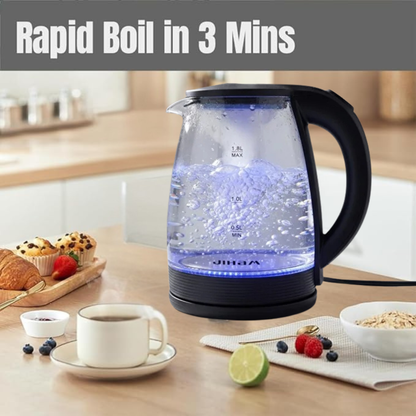 Electric Glass Kettle, 1500W, 1.8L, Strong Glass Body, 360° cordless electric jug, Overheat protection with Automatic cut-off, LED Indicator
