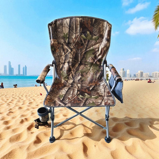 Folding Camping Chairs with Cup Holder and Pocket, Steel Frame Heavy Duty Supports,Perfect for Camping,Garden, Caravan Trips, Fishing, Beach, Bbqs