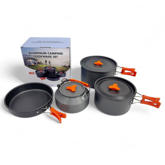Camping Cooking Set with Tea Kettle Storage Bag Frying Pan Portable Camping Cookware Set for 2 to 3 People Camping Cookware