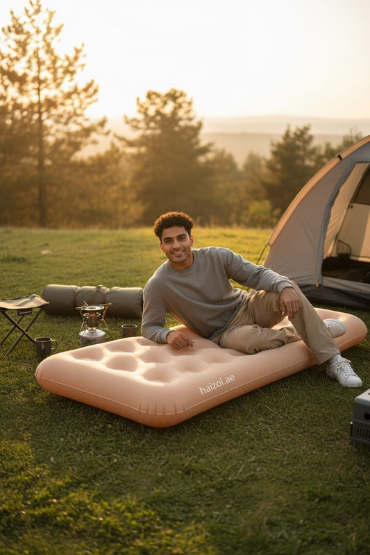 Single Air Mattress : Portable Camping Airbed Comfort Dual-Surface Airbed with Repair Patch for Home Outdoors Camping Travel (190 * 74 * 22cm Blue)