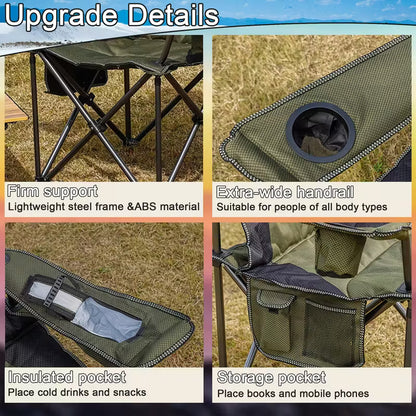 Folding Camping Chairs with Cooler Bag,Portable Lawn Chair w/Cup Holder, Carry Bag, Heavy Duty Outdoor Camp Chair for Adults,Perfect for Garden,Hiking,Picnics and Beach Trips,Forest
