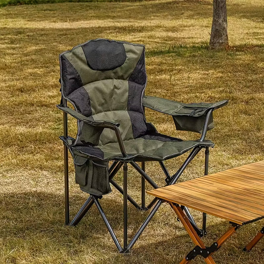 Folding Camping Chairs with Cooler Bag,Portable Lawn Chair w/Cup Holder, Carry Bag, Heavy Duty Outdoor Camp Chair for Adults,Perfect for Garden,Hiking,Picnics and Beach Trips,Forest