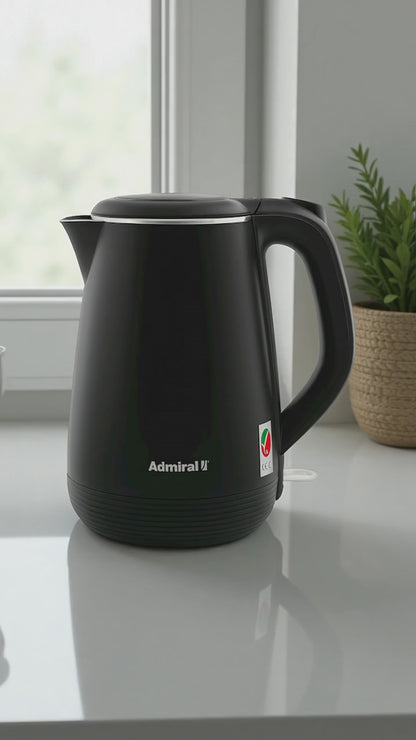 Admiral Electric Kettle 1L, With Open Lid Opening Function, Double Layered, Boil Dry Protection, Black, 1 Year Warranty