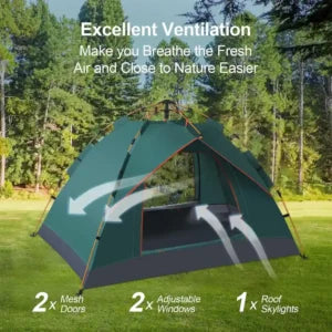 Automatic Pop-Up Camping Tent for 3-4 Persons – Waterproof, Windproof, and UV Resistant Family Tent with Easy Setup for Outdoor Adventures