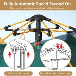 Automatic Pop-Up Camping Tent for 3-4 Persons – Waterproof, Windproof, and UV Resistant Family Tent with Easy Setup for Outdoor Adventures